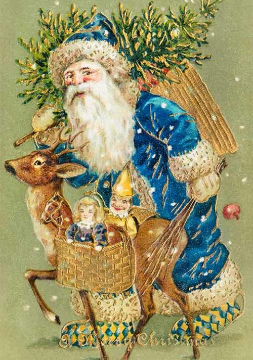 Vintage Blue Santa