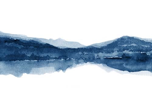 Watercolor Landscape No. 17 Navy Blue - Nouveau Prints