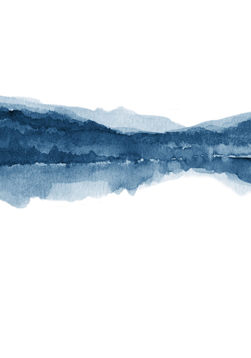 Watercolor Landscape No. 18 Navy Blue 1/2 - Nouveau Prints
