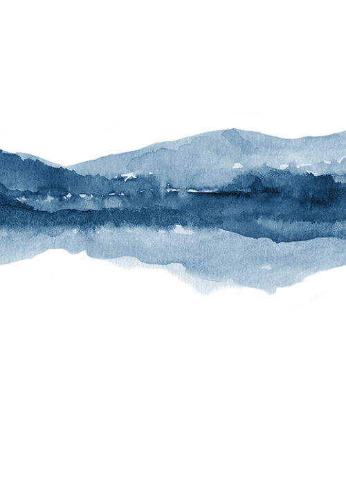 Watercolor Landscape No. 18 Navy Blue 2/2 - Nouveau Prints