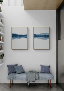 Watercolor Landscape No. 18 Navy Blue 2/2 - Nouveau Prints