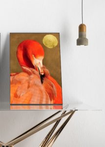 Flamingo With Golden Sun - Kubistika
