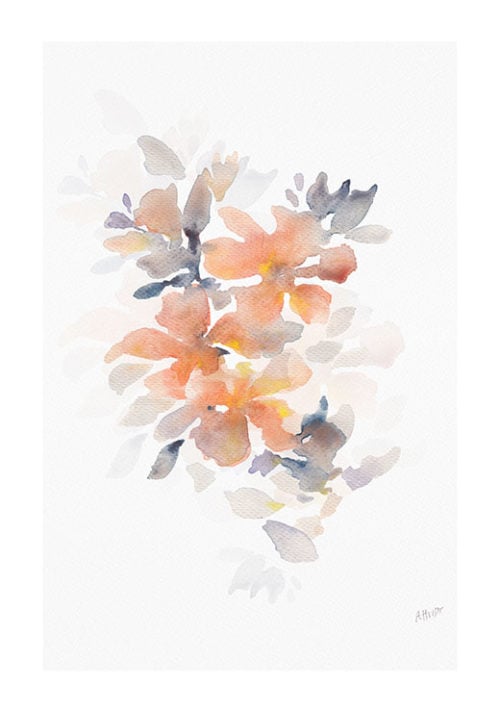 Orange Watercolor Flower - Anne Hvidt