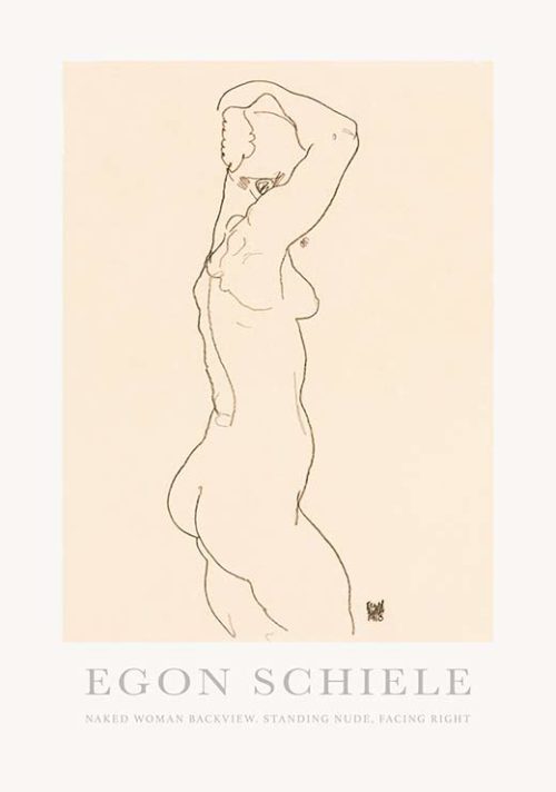 Naked Woman Backview. Standing Nude, Facing Right - Egon Schiele