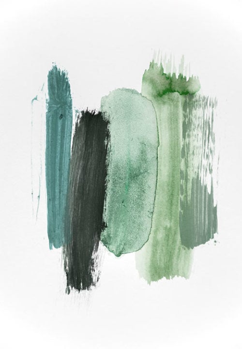 Abstract Aquarelle - Green Shades of the WOODS - Studio Nahili